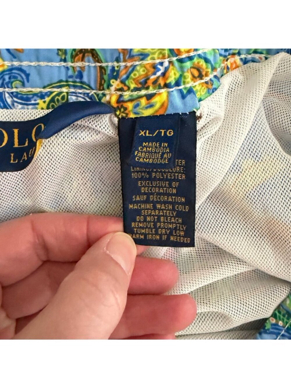 Polo Ralph Lauren Swim Trunks Men's XL Blue Floral Pattern 3-Pocket Short - Picture 9 of 10